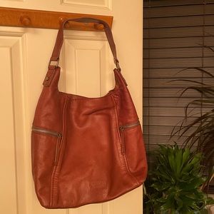 Brown Leather Hobo Bag.